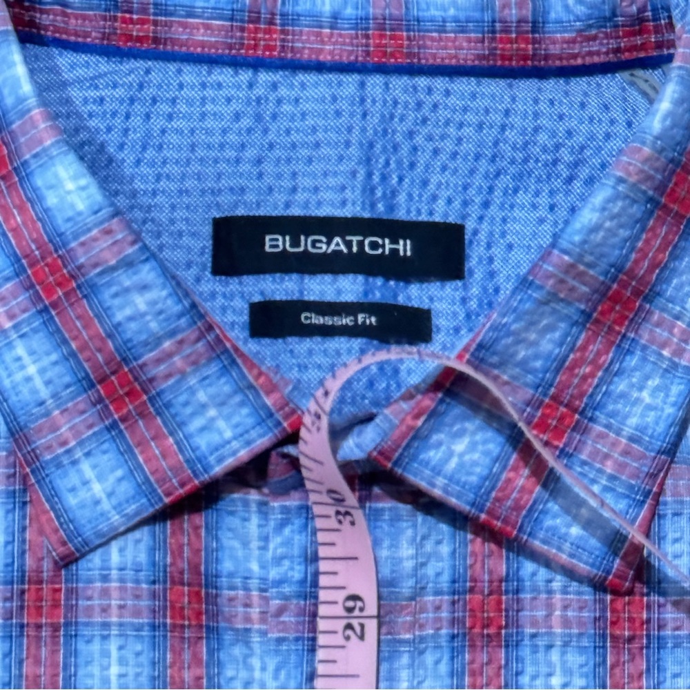 Bugatchi Blue and Red Checkered Button Down Shirt